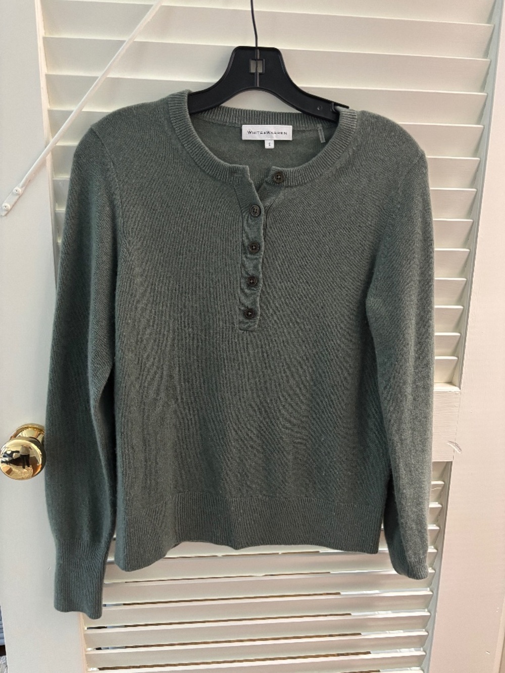White + Warren Green Cashmere Sweater SMALL
